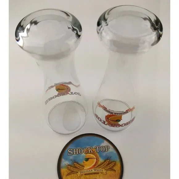 2 - SHOCK TOP BELGIAN WHITE Beer Pilsner Glasses &‎ Vintage Beer Coaster - Picture 10 of 16